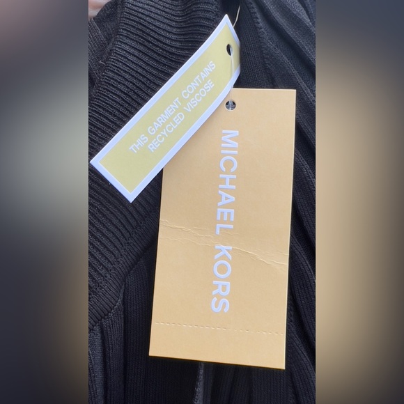 Michael Kors Ribbed Stretch Knit Halter Dress Black Size L NWT - Picture 3 of 5